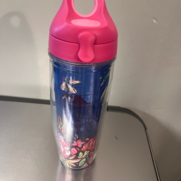 Tervis Blue Floral Tumbler with Pink Lid - Picture 3 of 4